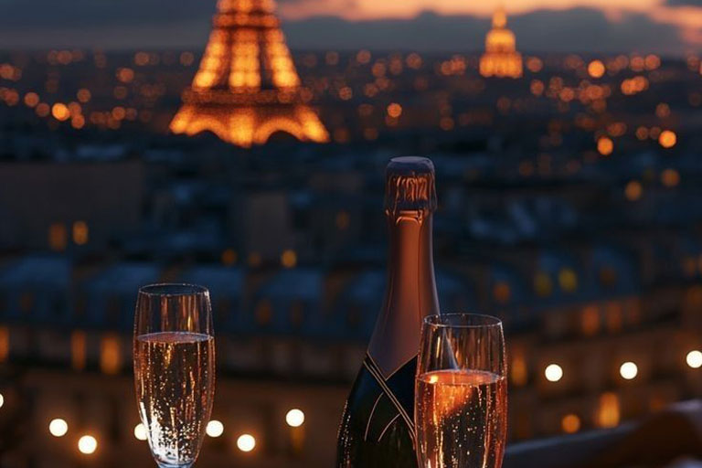 champagne hôtel vue sur la tour effeil